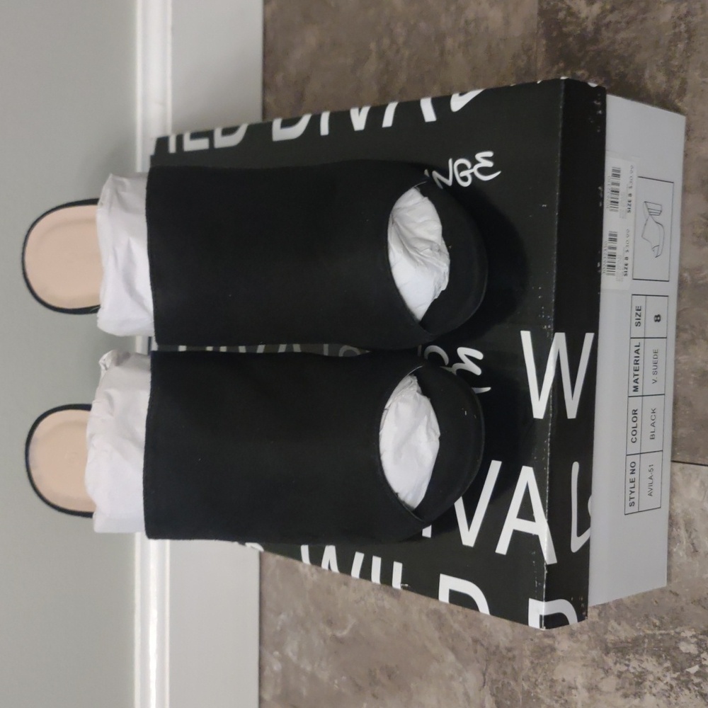 Black suede chunky heel